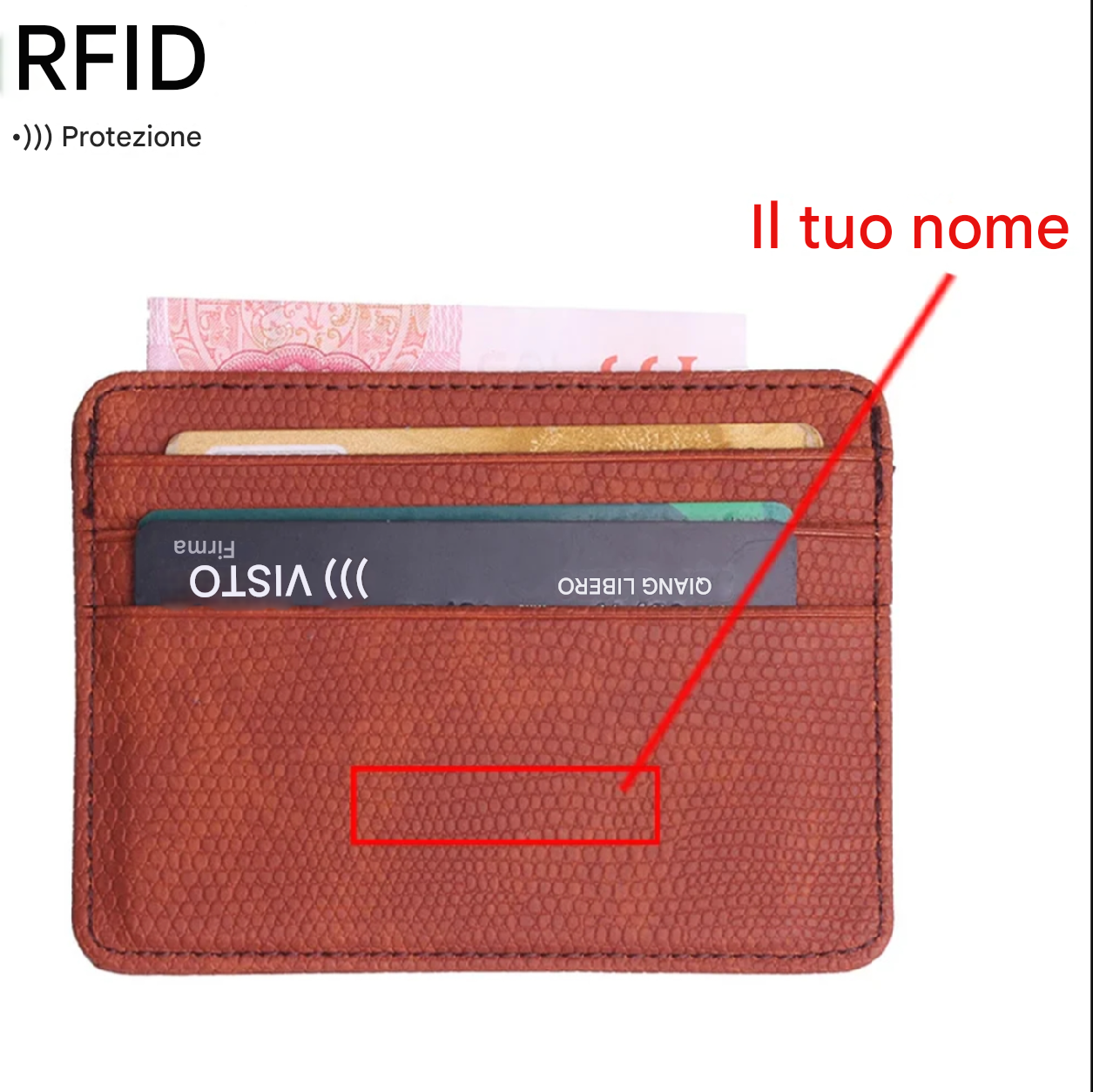 Elegante portafoglio Lichee RFID